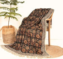Bohemian Mud Cloth Handmade Throw with Tassels - 120x180 CM Handblock Printed Floral Cotton Blanket, Soft Handloom Sofa Throw for Living Room, Bed, Couch & Home Décor by CozyNest Decor