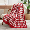 Snuggle Sac Christmas Red Houndstooth Throw Blanket for Couch, Reversible Super Soft Warm Blankets Cozy Knit Fuzzy Plush Lightweight Throws for Sofa Bed Houndstooth Red, 50x60 inches by TinyTreasures Baby Boutique