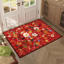 Door Mat Indoor Entrance 2x3 Rug Machine Washable Boho Floral Small Area Rug Non-Slip Low Pile Throw Rugs for Entryway, Kitchen, Front Door Indoor Entrance, Entry, Kids Room (Red) by CozyNest Decor