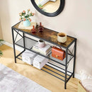Hoctieon Industrial Console Table, 3 Tier Entryway Table, Hallway Table, Narrow Sofa Table with Shelves, Entrance Table for Entryway, Living Room, Foyer, Hallway, Office, Rustic Brown&Black by CozyNest Decor