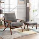 chairus Mid-Century Modern Accent Chair with Ottoman, Linen Fabric Armchair with Wood Legs Comfy Upholstered Single Sofa Chair for Living Room/Bedroom/Lounge, Grey by CozyNest Decor