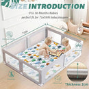 Baby Play Mats for Floor, 71x59 Playpen Mat for Babies, Extra Thicker & Soft Floor Crawling Mat, Foldable Non-Slip Playmat Cushioned for Infants Toddlers, Cute Animal Design by TinyTreasures Baby Boutique