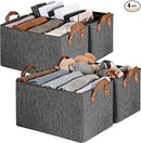 GRANNY SAYS Closet Storage Baskets, Collapsible Fabric Storage Bins with Metal Frame, Clothes Organizer Bins, Large Baskets for Shelves, Dark Gray, 4-Pack by CozyNest Decor