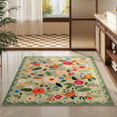 Area Rug 4x6 Rug Washable Boho Rugs Non Slip Low Pile Floral Small Carpet for Bedroom, Bedside, Kids Room, Office, Dining Room(Green) by CozyNest Decor