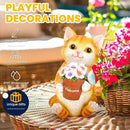 GIGALUMI Solar Garden Decor Flower Pot Cat Statues Outdoor, Birthday Gifts for Women Mom Grandma Senior Elder, Cat Ornament for Balcony, Garden, Patio, Yard, Lawn by CozyNest Decor