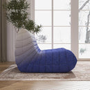 Bean Bag Chair, Loveseat Fireside Chair Bean Bag Sofa Large Bean Bag Chair for Adults, 2 Seater Bean Bag Chairs for Teens with High Density Comfortable Foam, Bean Bag for Living Room (Blue&White) by CozyNest Decor