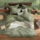 Monbix Full Size Comforter Set, Sage Green Bedding Comforter for Full Size Bed Set Reversible, Bedding Sets Full 7 Pieces, Cationic Dyeing Bed in a Bag with Comforter, Sheets, Pillowcases & Shams by CozyNest Decor