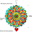 SteadyDoggie Wind Spinner Mandala Flame 12 inches - 3D Stainless Steel - Laser Cut Metal Art Geometric Pattern - Yard Spinners Outdoor - Hanging Wind Spinner, Kinetic Yard Art Decorations by GreenHaven Gardens