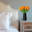 Mandy's Artificial Tulips 20 Stems Orange PU Faux Flowers for Wedding Home Decor 13.5 Inch by CozyNest Decor
