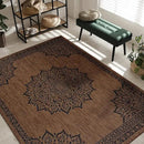 CAMILSON Outdoor Rug, Modern Area Rugs for Indoor and Outdoor Patios, Kitchen and Hallway mats, Washable Porch Deck Outside Carpet (6 x 9, Medallion Nut Brown) by CozyNest Decor