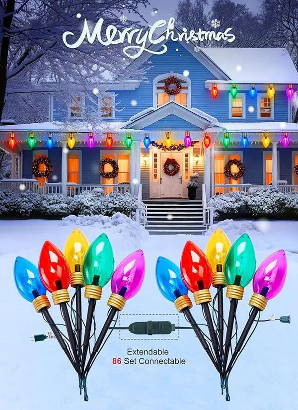 Super Jumbo C9 Christmas Pathway Lights - 11FT 5 LED Walkway Lights, Multicolor Outdoor Decoration for Yard Holiday Lawn, photo 2 of 7