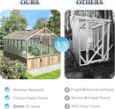 8x14 FT Outdoor Greenhouse Kit, 6MM Thick Polycarbonate Panel Wooden Walk-in Green House with Adjustable Roof Vents & Roof Vents, Backyard Garden, Light Mocha Brown by GreenHaven Gardens