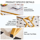 A modern minimalist style white marble patterned coffee table with golden metal legs. Computer desk. Game table. Tea table. CT-XX