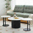Coffee Table Set of 3 with Faux Marble Top and Metal Legs by HouseOfZazla
