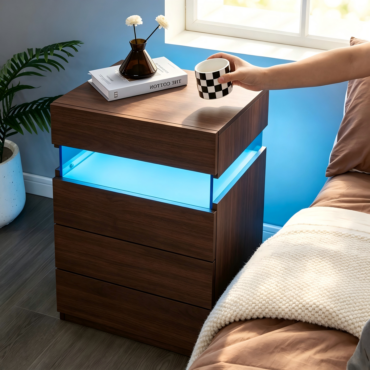 Nightstand with LED Lights and 4 Drawers, photo 2 of 5
