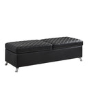56.7" Bed Bench with Storage Black Leather