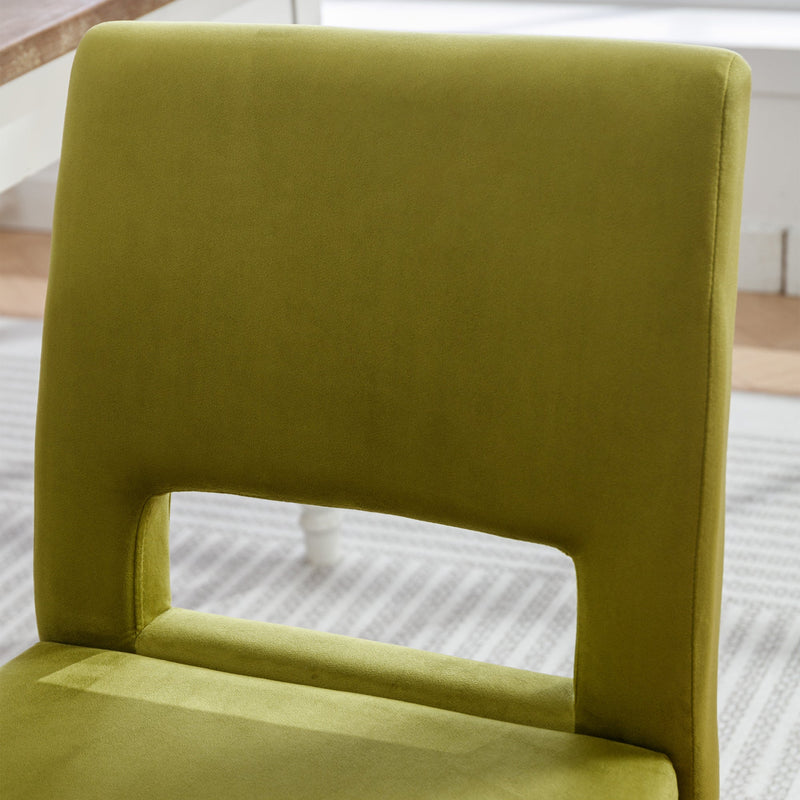 Accent Chairs Set of 2, Velvet Chairs with Solid Woood, Upholstered Dining Chairs for Living Room, Kitchen, Bedroom, Beauty Room,Dining room-Fruit Green