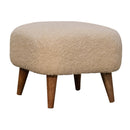 Solid Wood Boucle Upholstered Square Footstool