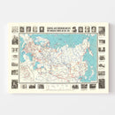 Vintage Map of Concentration Camps, 1945