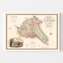 Vintage Map of East Riding of York County England, 1834