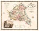 Vintage Map of East Riding of York County England, 1834