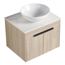 24" Modern Design Float Bathroom Vanity With Ceramic Basin Set, Wall Mounted White Oak Vanity With Soft Close Door, KD-PackingD-Packing Pieces