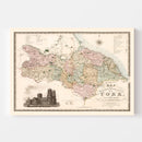 Vintage Map of North Riding of York County England, 1834