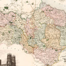 Vintage Map of North Riding of York County England, 1834