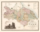 Vintage Map of North Riding of York County England, 1834