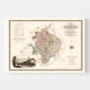 Vintage Map of Warwick England, 1830