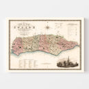 Vintage Map of Sussex England, 1829