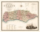 Vintage Map of Sussex England, 1829