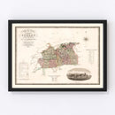 Vintage Map of Surrey England, 1829
