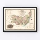 Vintage Map of Suffolk England, 1831