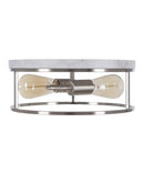 Alsy 13"W 2-Light Brushed Nickel with White Marbled Base Flush Mount Light Fixture by LampsUSA