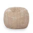 Vida - Modern 5 Foot Rounded Bean Bag - Snow White / Beige by HouseOfZazla