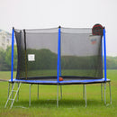 15FT Trampoline with Basketball Hoop Inflator and Ladder (Inner Safety Enclosure) Blue