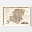 Vintage Map of Southampton England, 1829