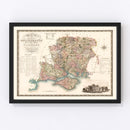 Vintage Map of Southampton England, 1829