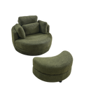 39"W Oversized Swivel Chair with moon storage ottoman for Living Room, Modern Accent Round Loveseat Circle Swivel Barrel Chairs for Bedroom Cuddle Sofa Chair Lounger Armchair, 4 Pillows, Teddy Fabric