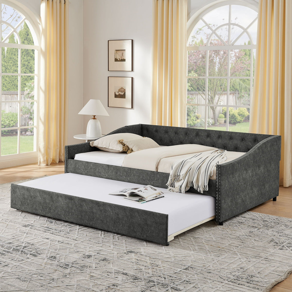 Upholstered Daybed With USB Charging & Pull Out Bed, photo 31 of 40