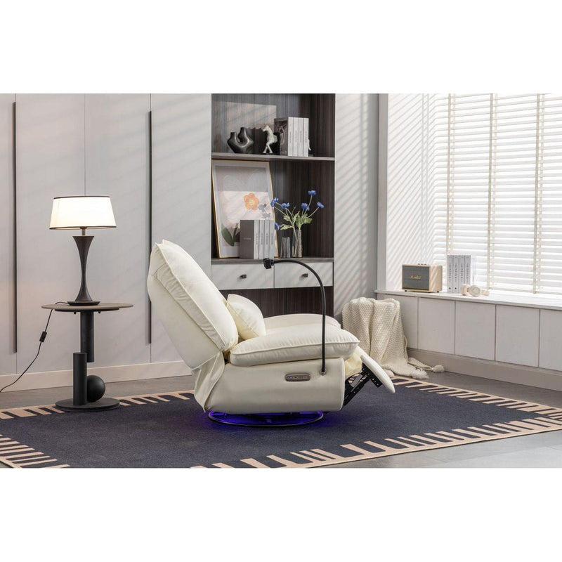 270 Swivel Glider Recliner Chair, Power Recliner Rocking Chair, USB Port Charge for Nursery Chair with Atmosphere Lamp for Living Room Bedroom Apartment