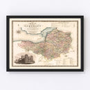 Vintage Map of Somerset England, 1829