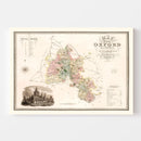 Vintage Map of Oxford England, 1834