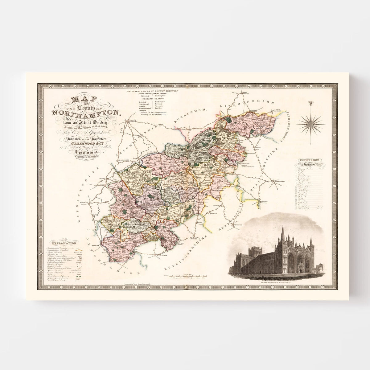 Vintage Map of Northampton England, 1830, photo 4 of 5