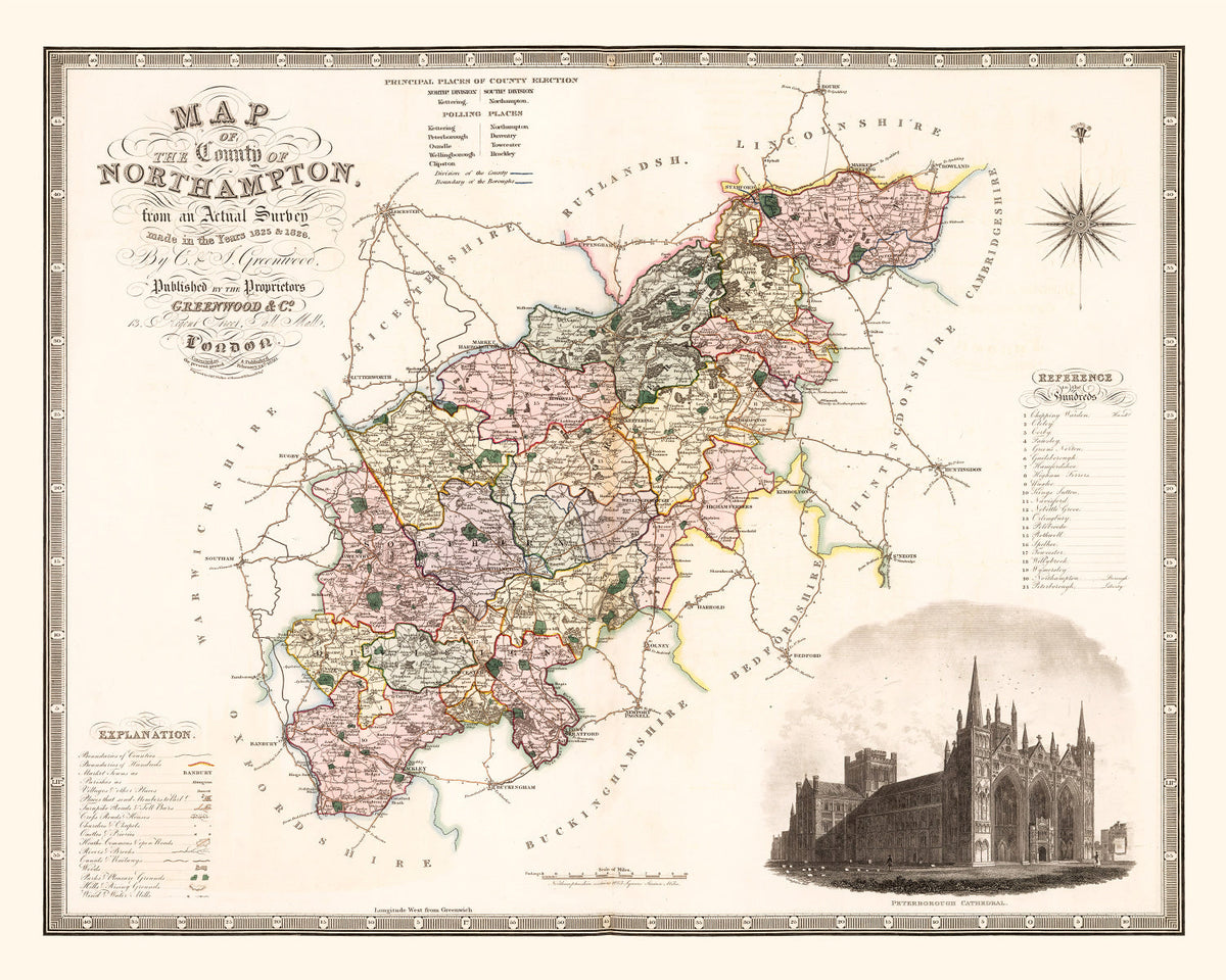 Vintage Map of Northampton England, 1830, photo 5 of 5