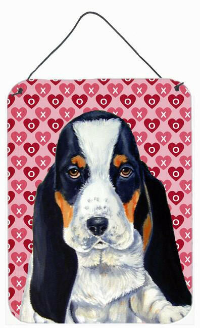 Basset Hound Hearts Love and Valentine's Day Wall or Door Hanging Prints