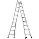 22' Aluminum Multi-Position Ladder With Wheels, 300 Lbs Weight Rating - Metallic Gray by HouseOfZazla