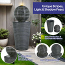 31.5" Tall Striped Column Fountain With LED Light Design For Outdoor Spaces - Gray by HouseOfZazla