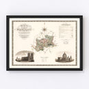 Vintage Map of Middlesex England, 1829